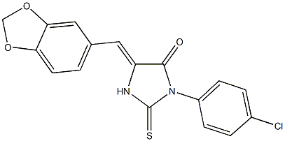 5-(1,3-benzodioxol-5-ylmethylene)-3-(4-chlorophenyl)-2-thioxo-4-imidazolidinone Structure