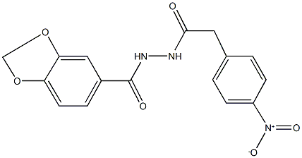 N'-(2-{4-nitrophenyl}acetyl)-1,3-benzodioxole-5-carbohydrazide Struktur