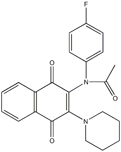 N-[1,4-dioxo-3-(1-piperidinyl)-1,4-dihydro-2-naphthalenyl]-N-(4-fluorophenyl)acetamide 结构式