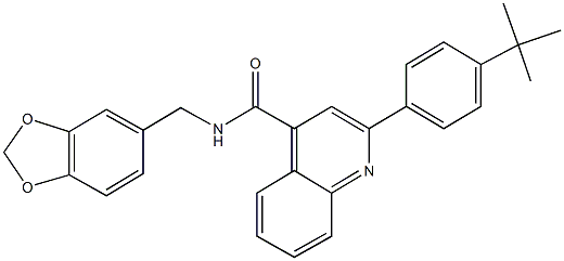 N-(1,3-benzodioxol-5-ylmethyl)-2-(4-tert-butylphenyl)quinoline-4-carboxamide,351156-00-8,结构式