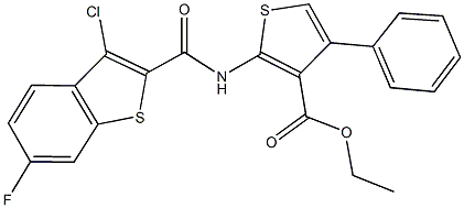 ethyl 2-{[(3-chloro-6-fluoro-1-benzothien-2-yl)carbonyl]amino}-4-phenyl-3-thiophenecarboxylate|