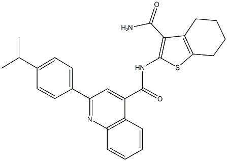 N-[3-(aminocarbonyl)-4,5,6,7-tetrahydro-1-benzothien-2-yl]-2-(4-isopropylphenyl)-4-quinolinecarboxamide Struktur