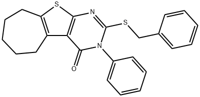 2-(benzylsulfanyl)-3-phenyl-3,5,6,7,8,9-hexahydro-4H-cyclohepta[4,5]thieno[2,3-d]pyrimidin-4-one Structure