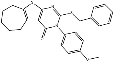 2-(benzylsulfanyl)-3-(4-methoxyphenyl)-3,5,6,7,8,9-hexahydro-4H-cyclohepta[4,5]thieno[2,3-d]pyrimidin-4-one,351159-76-7,结构式