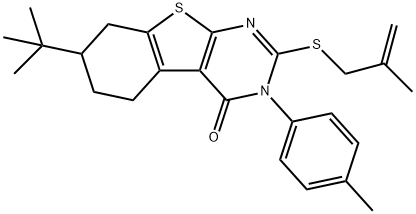 7-tert-butyl-3-(4-methylphenyl)-2-[(2-methyl-2-propenyl)sulfanyl]-5,6,7,8-tetrahydro[1]benzothieno[2,3-d]pyrimidin-4(3H)-one Structure