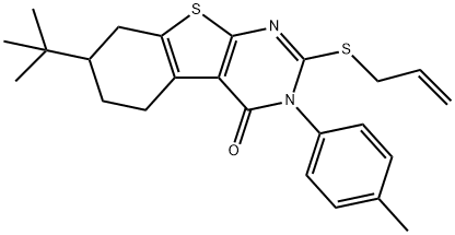 2-(allylsulfanyl)-7-tert-butyl-3-(4-methylphenyl)-5,6,7,8-tetrahydro[1]benzothieno[2,3-d]pyrimidin-4(3H)-one Structure