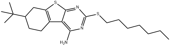 7-tert-butyl-2-(heptylsulfanyl)-5,6,7,8-tetrahydro[1]benzothieno[2,3-d]pyrimidin-4-amine,351160-77-5,结构式