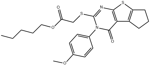 pentyl {[3-(4-methoxyphenyl)-4-oxo-3,5,6,7-tetrahydro-4H-cyclopenta[4,5]thieno[2,3-d]pyrimidin-2-yl]sulfanyl}acetate 化学構造式