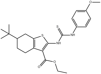 ethyl 6-tert-butyl-2-{[(4-methoxyanilino)carbothioyl]amino}-4,5,6,7-tetrahydro-1-benzothiophene-3-carboxylate Structure