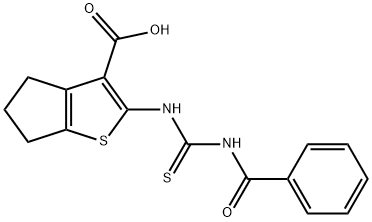 2-{[(benzoylamino)carbothioyl]amino}-5,6-dihydro-4H-cyclopenta[b]thiophene-3-carboxylic acid Struktur