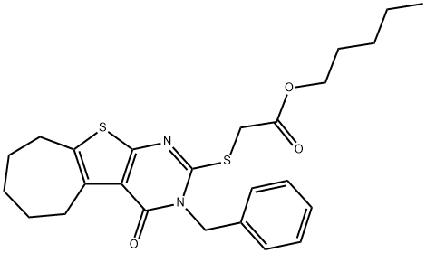 351161-50-7 pentyl [(3-benzyl-4-oxo-3,5,6,7,8,9-hexahydro-4H-cyclohepta[4,5]thieno[2,3-d]pyrimidin-2-yl)sulfanyl]acetate