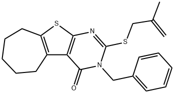 3-benzyl-2-[(2-methyl-2-propenyl)sulfanyl]-3,5,6,7,8,9-hexahydro-4H-cyclohepta[4,5]thieno[2,3-d]pyrimidin-4-one Struktur
