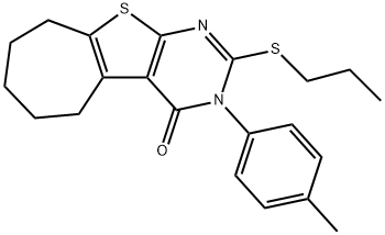 3-(4-methylphenyl)-2-(propylsulfanyl)-3,5,6,7,8,9-hexahydro-4H-cyclohepta[4,5]thieno[2,3-d]pyrimidin-4-one Struktur