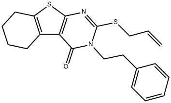 2-(allylsulfanyl)-3-(2-phenylethyl)-5,6,7,8-tetrahydro[1]benzothieno[2,3-d]pyrimidin-4(3H)-one 结构式