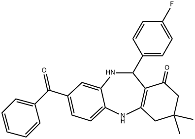 8-benzoyl-11-(4-fluorophenyl)-3,3-dimethyl-2,3,4,5,10,11-hexahydro-1H-dibenzo[b,e][1,4]diazepin-1-one Structure