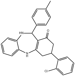 3-(2-chlorophenyl)-11-(4-methylphenyl)-2,3,4,5,10,11-hexahydro-1H-dibenzo[b,e][1,4]diazepin-1-one Struktur