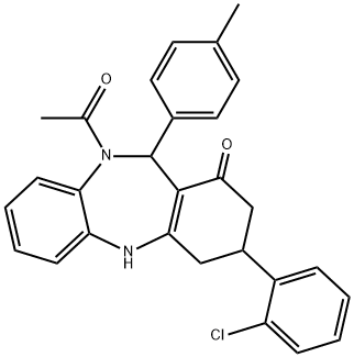 351163-00-3 10-acetyl-3-(2-chlorophenyl)-11-(4-methylphenyl)-2,3,4,5,10,11-hexahydro-1H-dibenzo[b,e][1,4]diazepin-1-one