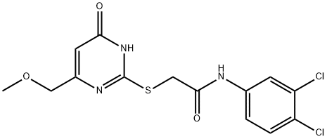 N-(3,4-dichlorophenyl)-2-{[4-(methoxymethyl)-6-oxo-1,6-dihydro-2-pyrimidinyl]sulfanyl}acetamide 化学構造式