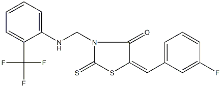 5-(3-fluorobenzylidene)-2-thioxo-3-{[2-(trifluoromethyl)anilino]methyl}-1,3-thiazolidin-4-one Structure