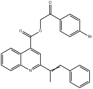 2-(4-bromophenyl)-2-oxoethyl 2-(1-methyl-2-phenylvinyl)-4-quinolinecarboxylate Struktur