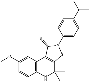 2-(4-isopropylphenyl)-8-methoxy-4,4-dimethyl-4,5-dihydroisothiazolo[5,4-c]quinoline-1(2H)-thione Structure