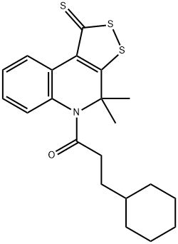 5-(3-cyclohexylpropanoyl)-4,4-dimethyl-4,5-dihydro-1H-[1,2]dithiolo[3,4-c]quinoline-1-thione 化学構造式