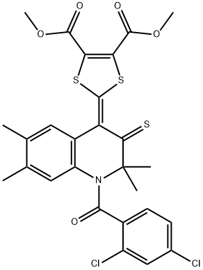 dimethyl 2-(1-(2,4-dichlorobenzoyl)-2,2,6,7-tetramethyl-3-thioxo-2,3-dihydro-4(1H)-quinolinylidene)-1,3-dithiole-4,5-dicarboxylate,351192-76-2,结构式