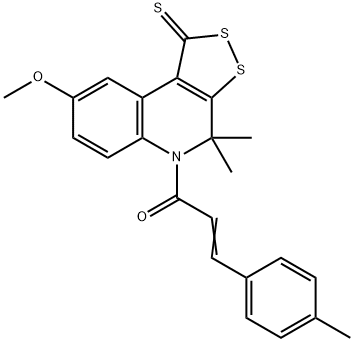 8-methoxy-4,4-dimethyl-5-[3-(4-methylphenyl)acryloyl]-4,5-dihydro-1H-[1,2]dithiolo[3,4-c]quinoline-1-thione 结构式