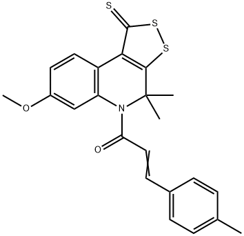 7-methoxy-4,4-dimethyl-5-[3-(4-methylphenyl)acryloyl]-4,5-dihydro-1H-[1,2]dithiolo[3,4-c]quinoline-1-thione Struktur