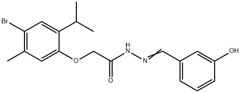 2-(4-bromo-2-isopropyl-5-methylphenoxy)-N'-(3-hydroxybenzylidene)acetohydrazide Structure