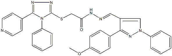 N'-{[3-(4-methoxyphenyl)-1-phenyl-1H-pyrazol-4-yl]methylene}-2-{[4-phenyl-5-(4-pyridinyl)-4H-1,2,4-triazol-3-yl]sulfanyl}acetohydrazide Structure