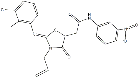 2-{3-allyl-2-[(3-chloro-2-methylphenyl)imino]-4-oxo-1,3-thiazolidin-5-yl}-N-{3-nitrophenyl}acetamide,351223-43-3,结构式