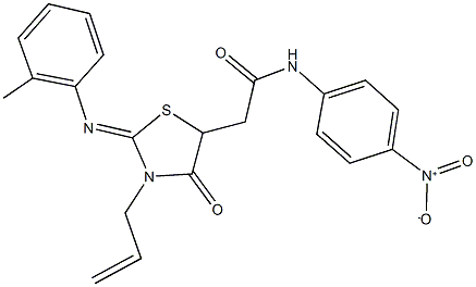 2-{3-allyl-2-[(2-methylphenyl)imino]-4-oxo-1,3-thiazolidin-5-yl}-N-{4-nitrophenyl}acetamide Struktur