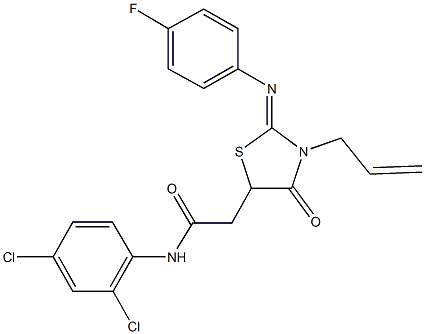 2-{3-allyl-2-[(4-fluorophenyl)imino]-4-oxo-1,3-thiazolidin-5-yl}-N-(2,4-dichlorophenyl)acetamide,351223-52-4,结构式