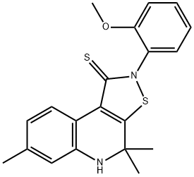 2-(2-methoxyphenyl)-4,4,7-trimethyl-4,5-dihydroisothiazolo[5,4-c]quinoline-1(2H)-thione 化学構造式