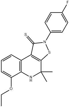 6-ethoxy-2-(4-fluorophenyl)-4,4-dimethyl-4,5-dihydroisothiazolo[5,4-c]quinoline-1(2H)-thione 化学構造式