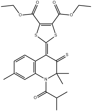 351224-76-5 diethyl 2-(1-isobutyryl-2,2,7-trimethyl-3-thioxo-2,3-dihydro-4(1H)-quinolinylidene)-1,3-dithiole-4,5-dicarboxylate