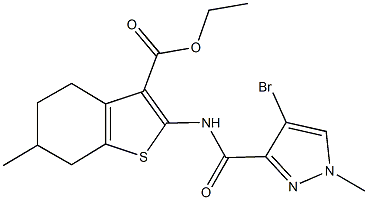 ethyl 2-{[(4-bromo-1-methyl-1H-pyrazol-3-yl)carbonyl]amino}-6-methyl-4,5,6,7-tetrahydro-1-benzothiophene-3-carboxylate,351333-00-1,结构式