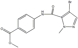 methyl 4-{[(4-bromo-1-methyl-1H-pyrazol-5-yl)carbonyl]amino}benzoate 化学構造式