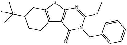 3-benzyl-7-tert-butyl-2-(methylsulfanyl)-5,6,7,8-tetrahydro[1]benzothieno[2,3-d]pyrimidin-4(3H)-one Structure