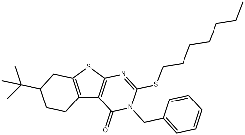351338-39-1 3-benzyl-7-tert-butyl-2-(heptylsulfanyl)-5,6,7,8-tetrahydro[1]benzothieno[2,3-d]pyrimidin-4(3H)-one