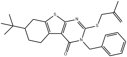 3-benzyl-7-tert-butyl-2-[(2-methyl-2-propenyl)sulfanyl]-5,6,7,8-tetrahydro[1]benzothieno[2,3-d]pyrimidin-4(3H)-one Structure