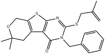 3-benzyl-6,6-dimethyl-2-[(2-methyl-2-propenyl)sulfanyl]-3,5,6,8-tetrahydro-4H-pyrano[4',3':4,5]thieno[2,3-d]pyrimidin-4-one,351341-33-8,结构式