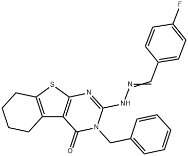 4-fluorobenzaldehyde (3-benzyl-4-oxo-3,4,5,6,7,8-hexahydro[1]benzothieno[2,3-d]pyrimidin-2-yl)hydrazone Structure