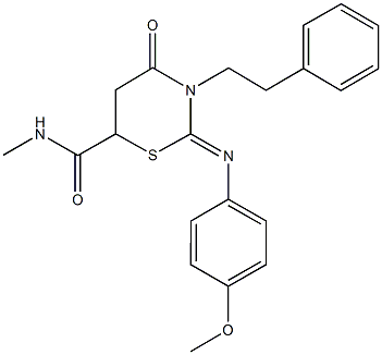 2-[(4-methoxyphenyl)imino]-N-methyl-4-oxo-3-(2-phenylethyl)-1,3-thiazinane-6-carboxamide,351353-59-8,结构式