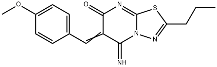 5-imino-6-(4-methoxybenzylidene)-2-propyl-5,6-dihydro-7H-[1,3,4]thiadiazolo[3,2-a]pyrimidin-7-one,351354-57-9,结构式