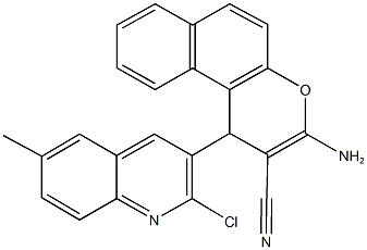3-amino-1-(2-chloro-6-methyl-3-quinolinyl)-1H-benzo[f]chromene-2-carbonitrile Struktur