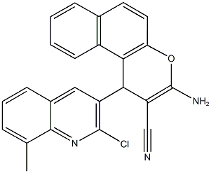 3-amino-1-(2-chloro-8-methyl-3-quinolinyl)-1H-benzo[f]chromene-2-carbonitrile 结构式