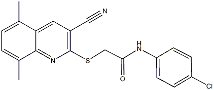 N-(4-chlorophenyl)-2-[(3-cyano-5,8-dimethyl-2-quinolinyl)sulfanyl]acetamide|