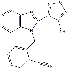 2-{[2-(4-amino-1,2,5-oxadiazol-3-yl)-1H-benzimidazol-1-yl]methyl}benzonitrile Struktur